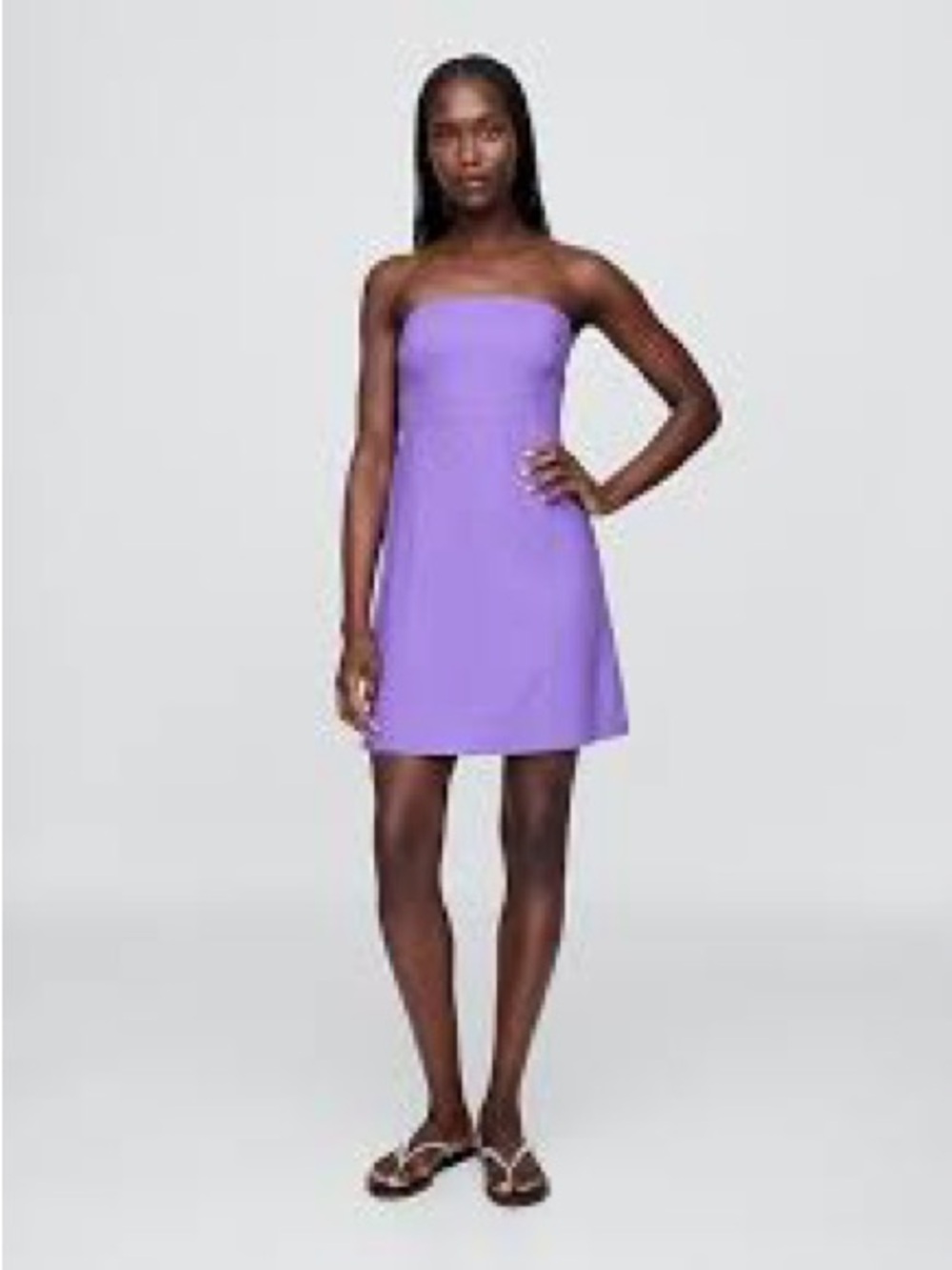 Gap Linen Blend Mini Dress Purple Loganberry XS Strapless Removable Straps